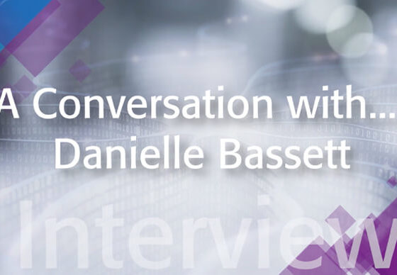 A Conversation with Danielle Bassett: IEEE TechEthics Interview. White text on silver and purple background.