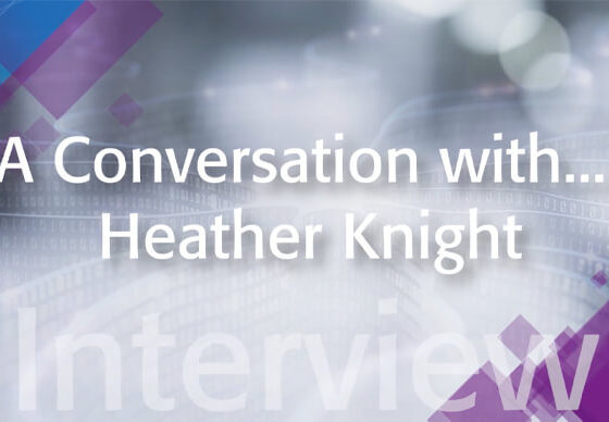 A Conversation with Heather Knight: IEEE TechEthics Interview. White text on silver/purple background.