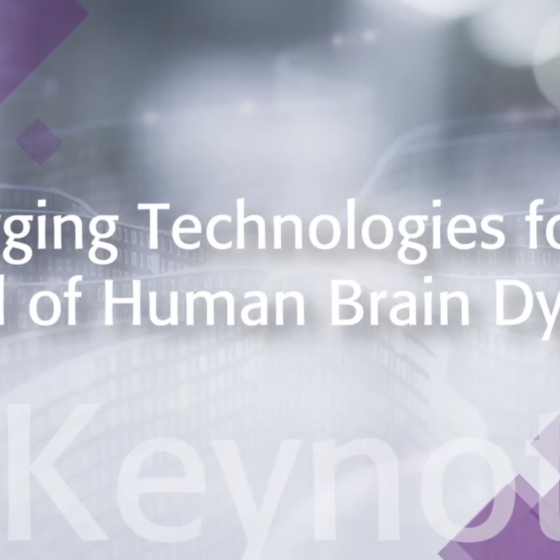 White text reads Emerging Technologies for the Control of Human Brain Dynamics on silver and purple background.